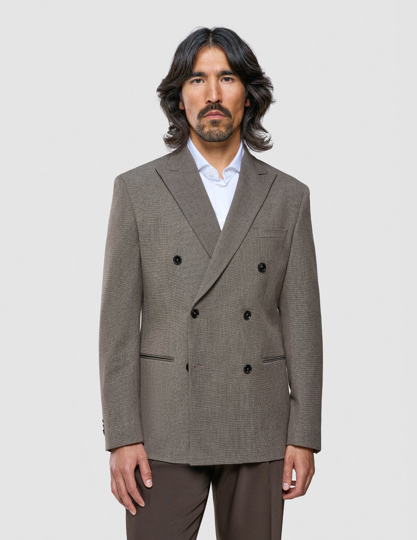 Double Breasted Essential Blazer Almond